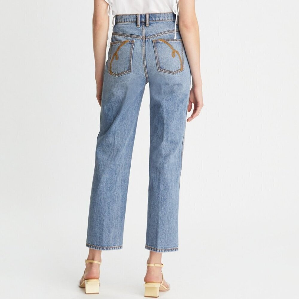 Tory Burch High Rise Straight Vintage Wash Jeans Size 29